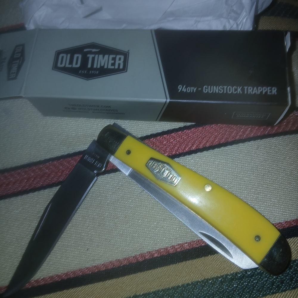 Old Timer Yellow Gunstock Trapper Knife